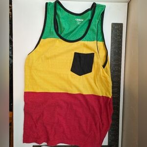 Carbon tank top, small, green yellow red Marley colourblock